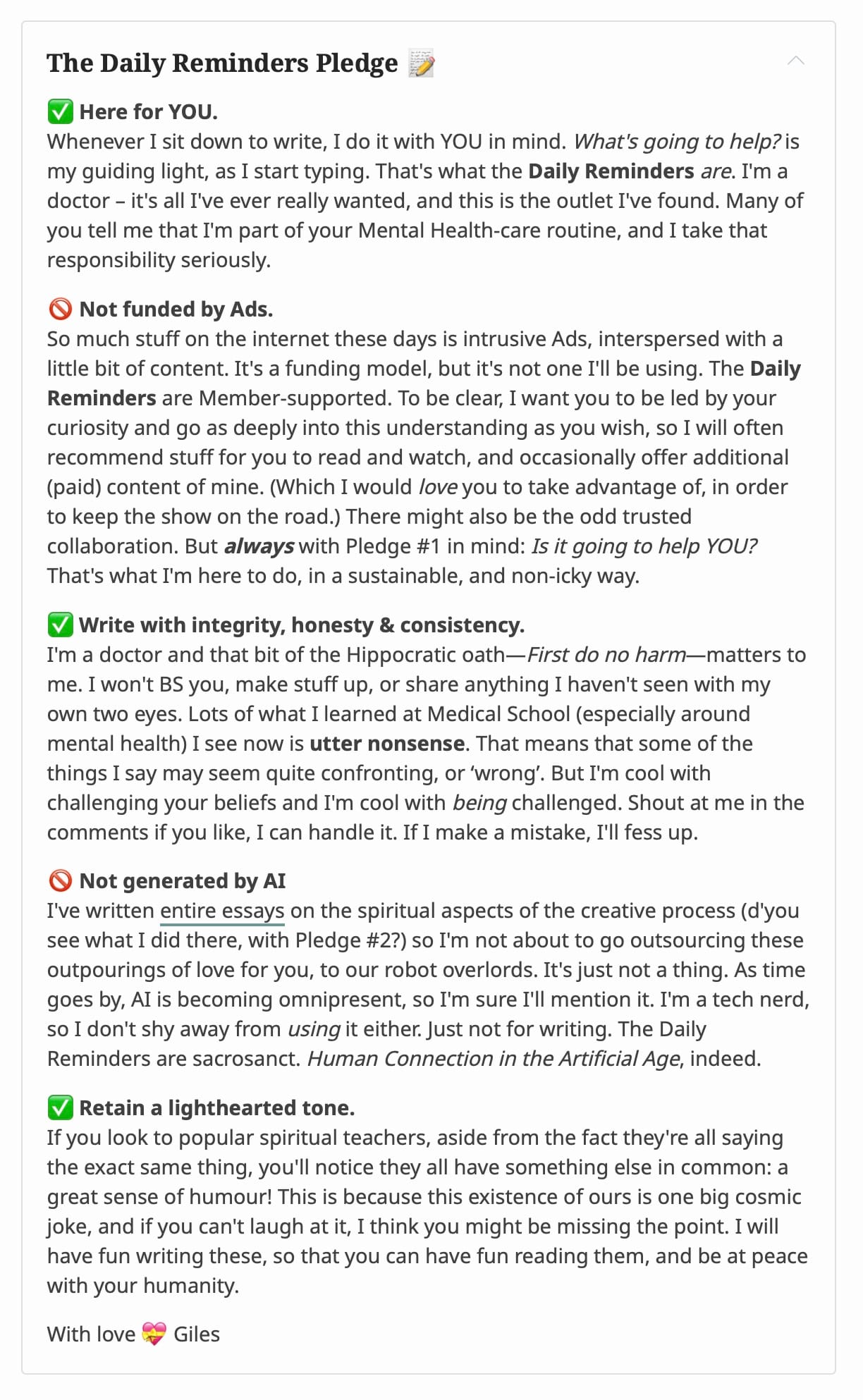 The Daily Reminders Pledge